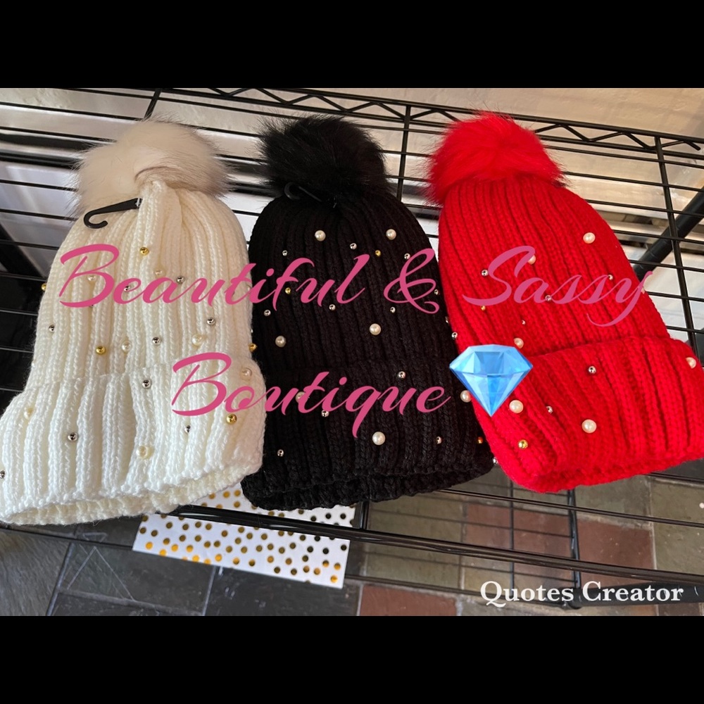 Knit hat with bling n beads